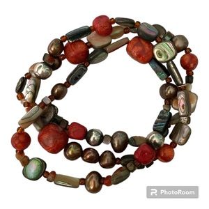 Stone and sea shell bracelet